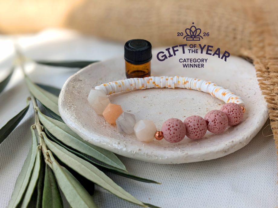 Aromatherapy Essential Oil Diffuser Rose Quartz & Lava bead gemstone beaded bracelet