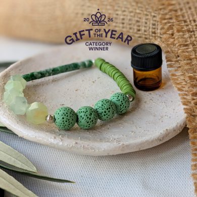 Aromatherapy Essential Oil Diffuser Bracelet - Prehnite, Moss Agate & Lava bead gemstone bracelet