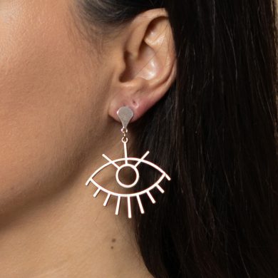 Kaya - Big Evil Eye charm on Gold plated Silver studs