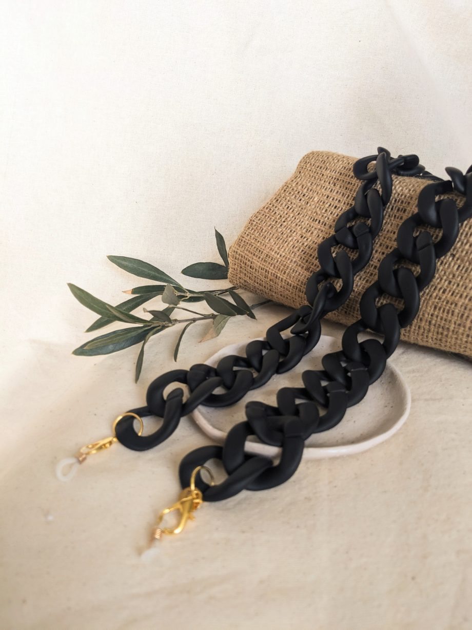 Iris - Large Black Matt Glasses chain  acrylic chain - perfect for wearing with sunglasses and as glasses holder