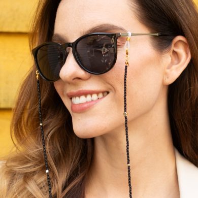 Audrey - Dainty Black & Gold Seed Beads Glasses Chain