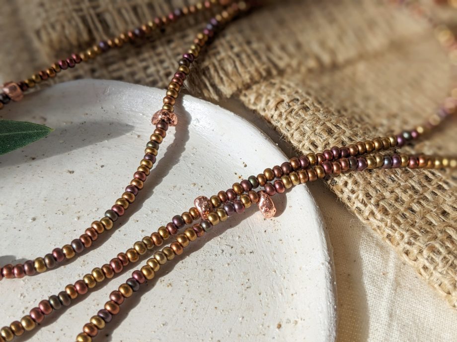 Grace - Dainty Copper Seed Beads Glasses Chain