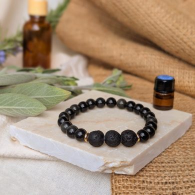 Boundaries - Black Obsidian Lava Bead Essential Oil Diffuser Aromatherapy Bracelet