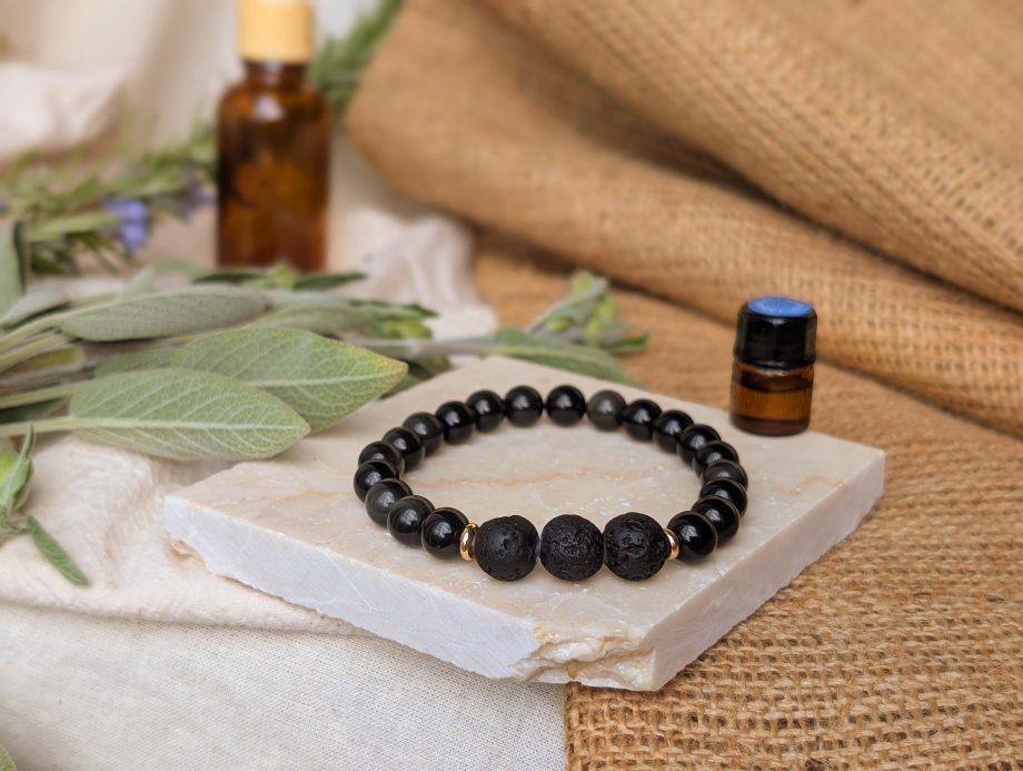 Boundaries - Black Obsidian Lava Bead Essential Oil Diffuser Aromatherapy Bracelet