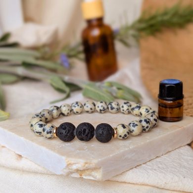 Lightness - Dalmatian Jasper Lava Bead Essential Oil Diffuser Aromatherapy Bracelet