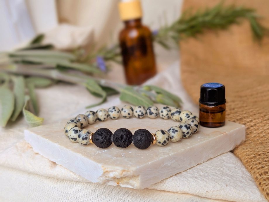 Lightness - Dalmatian Jasper Lava Bead Essential Oil Diffuser Aromatherapy Bracelet
