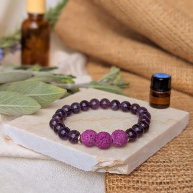 Calm - Amethyst Lava Bead Essential Oil Diffuser Aromatherapy Bracelet