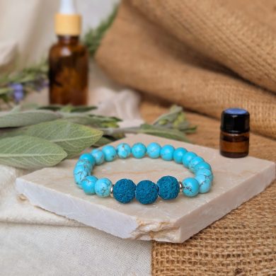 Flow - Blue Turquoise Stone Lava Bead Essential Oil Diffuser Aromatherapy Bracelet