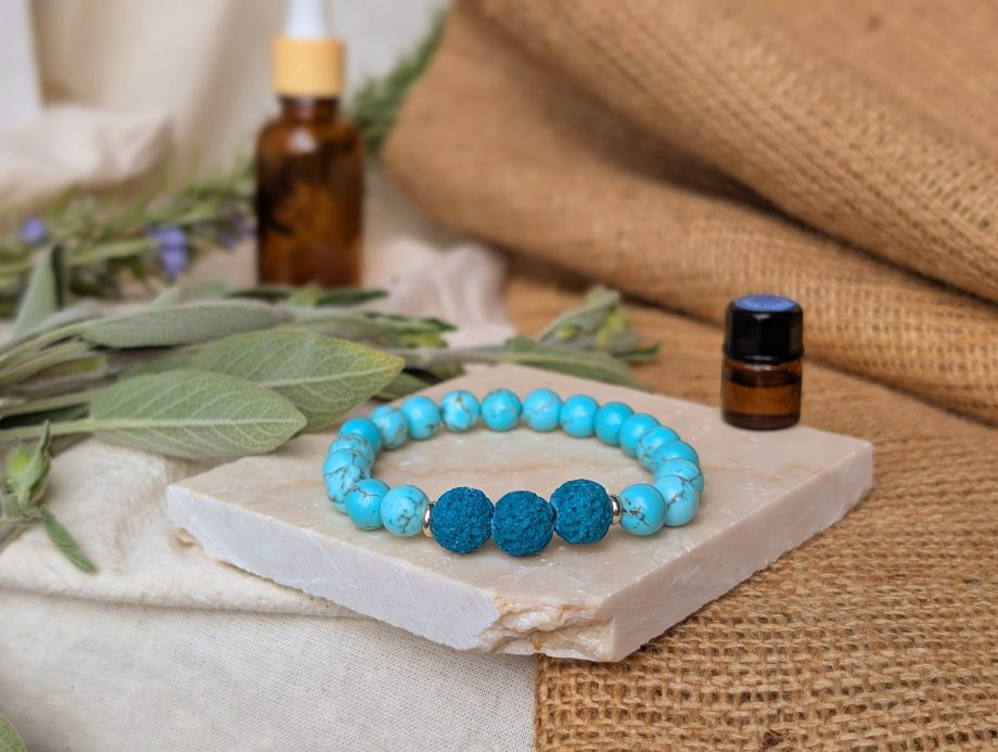 Flow - Blue Turquoise Stone Lava Bead Essential Oil Diffuser Aromatherapy Bracelet