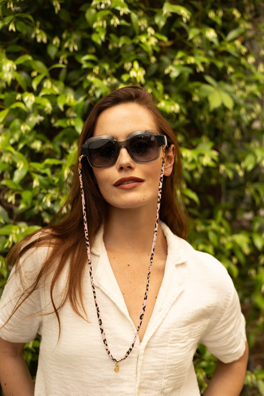 Laura — Pink Leopard Lycra Glasses Chain