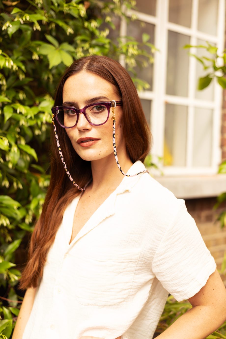 Laura — Pink Leopard Lycra Glasses Chain