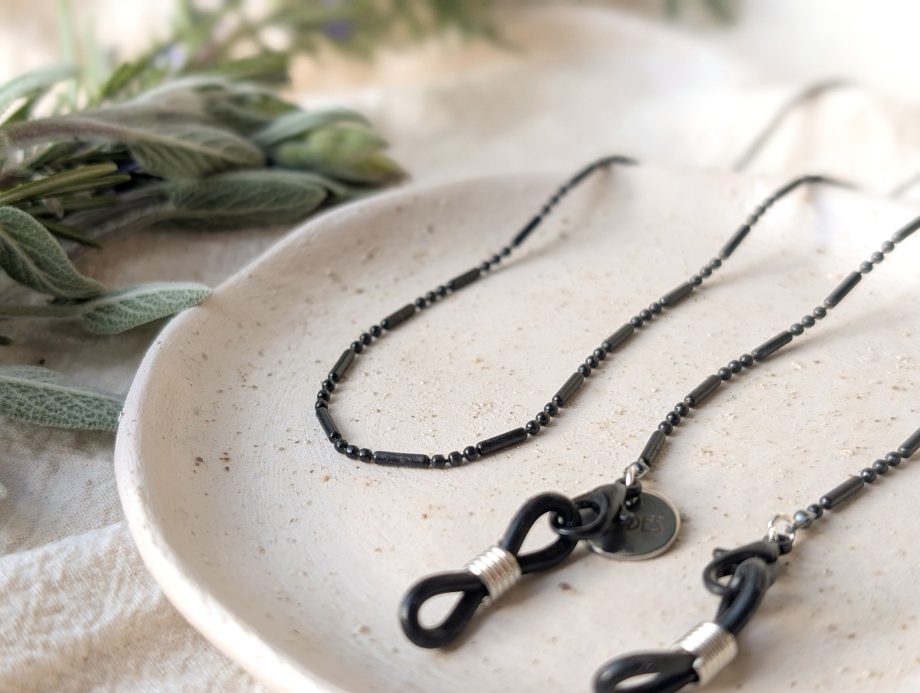 Morse - Men’s & Unisex Black Cylinder Bead Glasses Chain