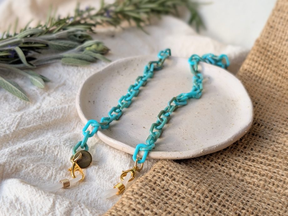 Sofia - Turquoise Marbled Acrylic Paperclip Glasses Chain