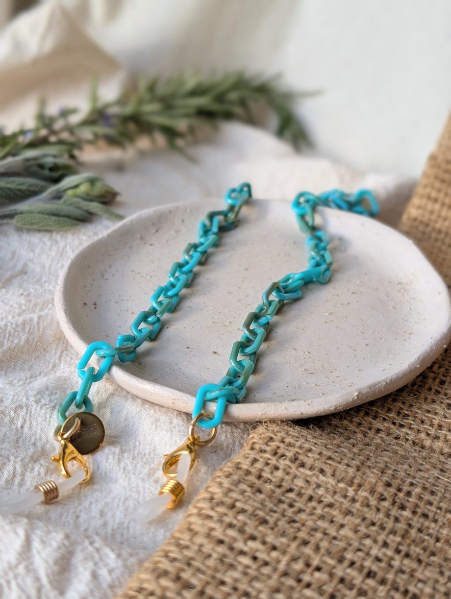 Sofia - Turquoise Marbled Acrylic Paperclip Glasses Chain