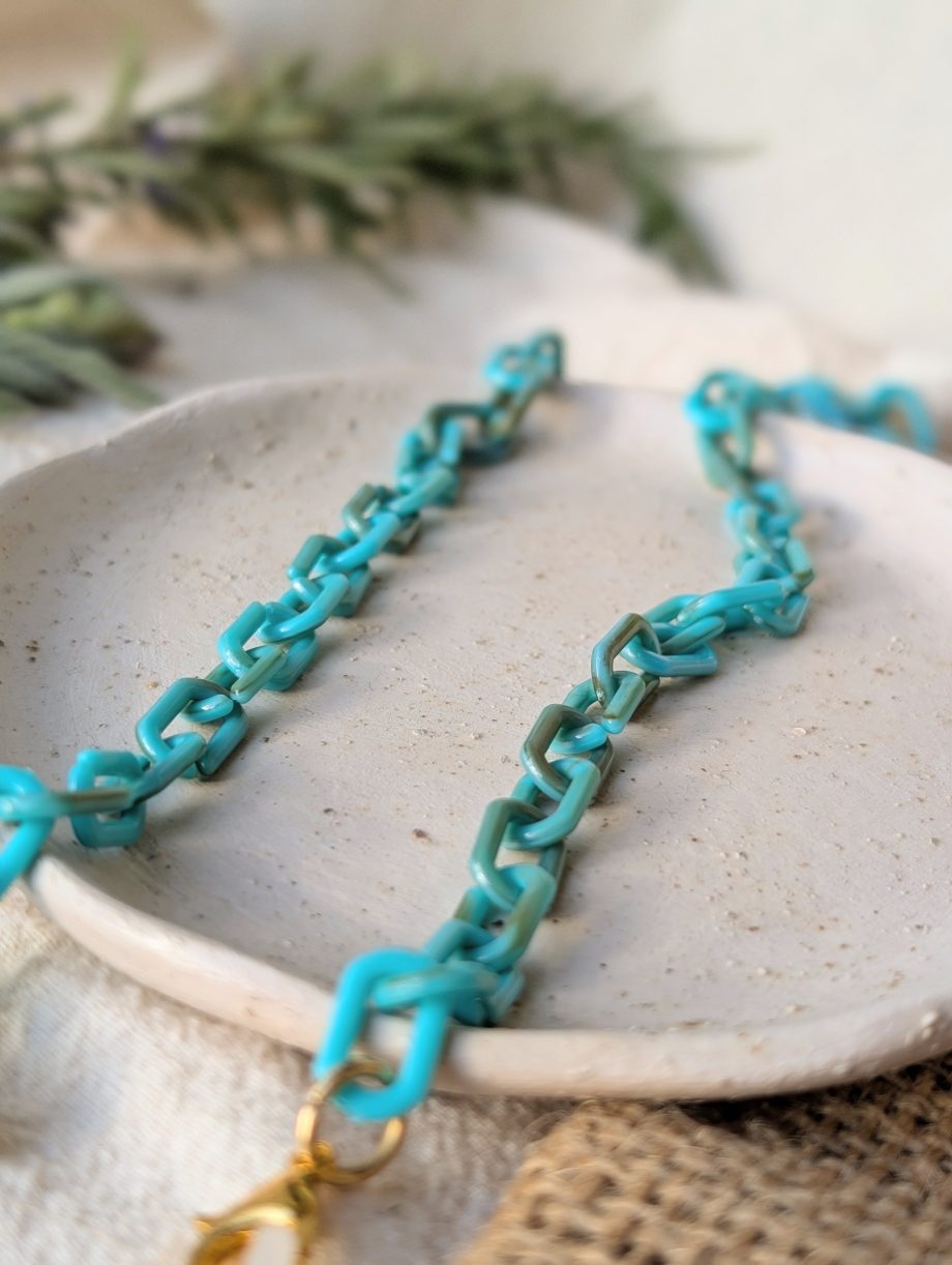 Sofia - Turquoise Marbled Acrylic Paperclip Glasses Chain