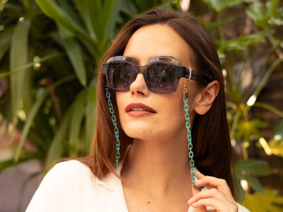 Sofia - Turquoise Marbled Acrylic Paperclip Glasses Chain