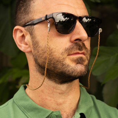Theo - Men’s & Unisex Khaki PU Leather Rope Glasses Chain
